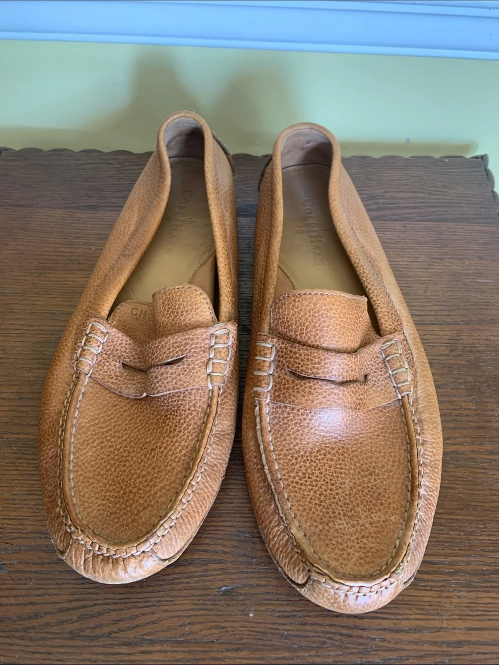 Cole Haan Size 10 M Men's Brown Pebbled Leather Penny Loafers